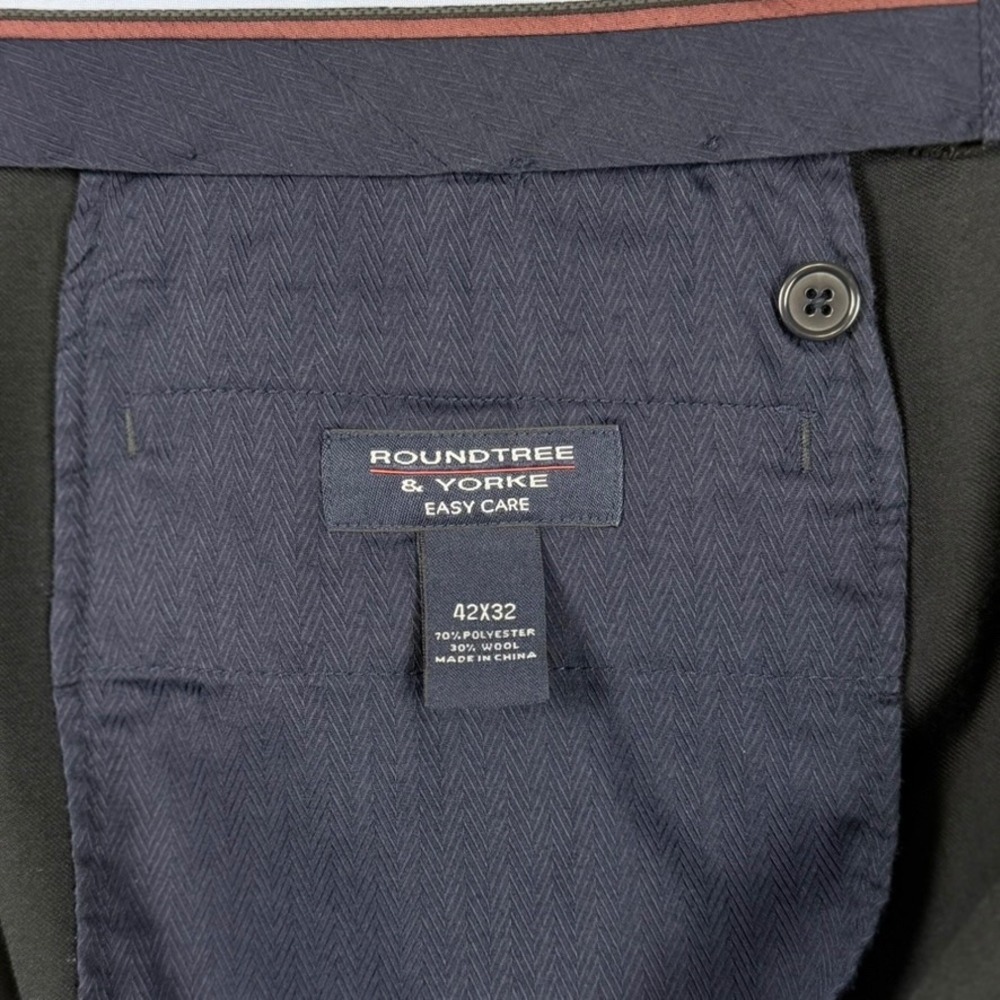 Roundtree & Yorke Lotx2 Dress Pants Black Navy 42x32 Pleated Cuffed Professional - Picture 11 of 15